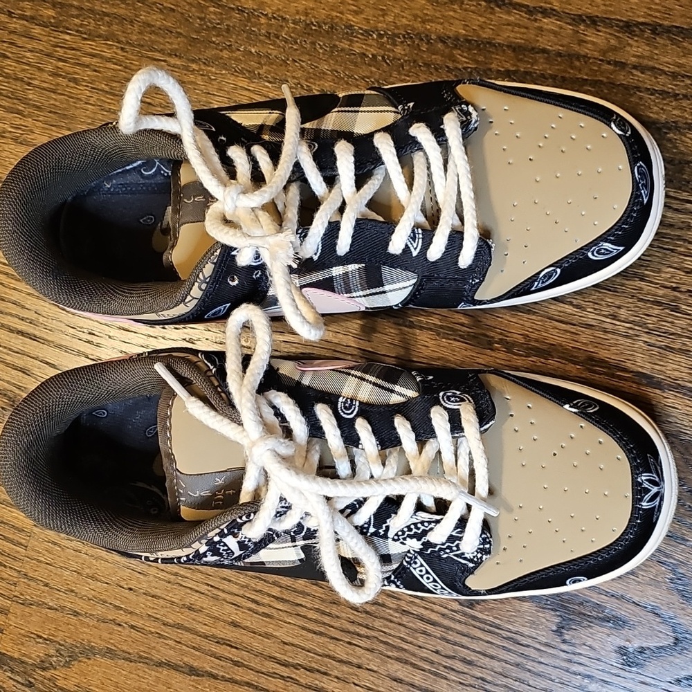 Patchwork Paisley Sneakers in Black and Tan - Picture 3 of 16